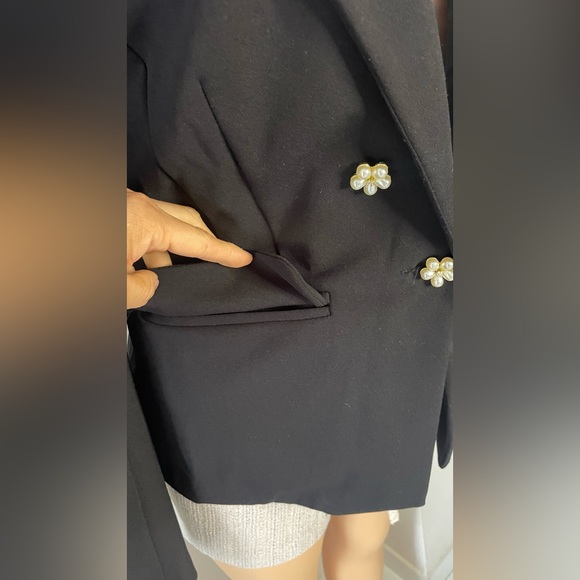 SOHO BLAZER BLACK WITH PEARLS FLOWERS BOTTOMS SIZE L 100% EXCELLENT CONDITIONS - Picture 7 of 7